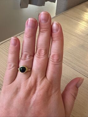 Handmade Gold-Plated Wire-Wrap Ring with Green Tiger Eye | Size 8